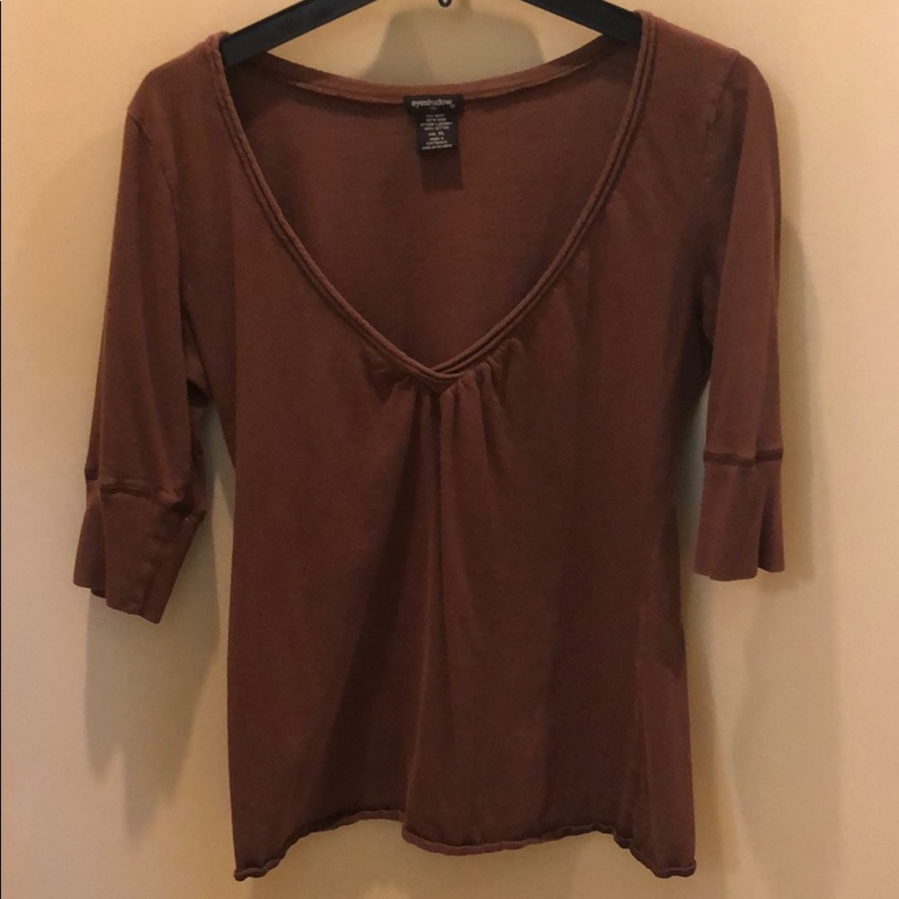 Eyeshadow Brand Brown V Neck Top in Extra Large XL